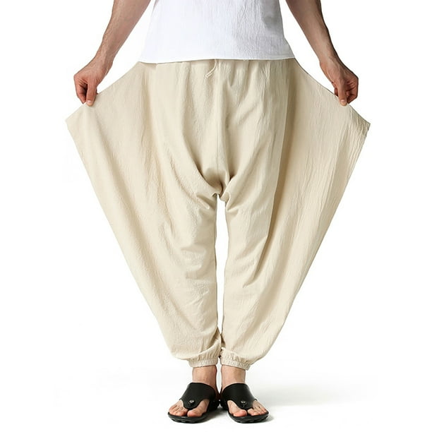 Ankle Length Pants for Men Striped Harem Jogger with Drawstring Yoga Trousers Skinny Dress Capri Fashion Elastic Waistband 
